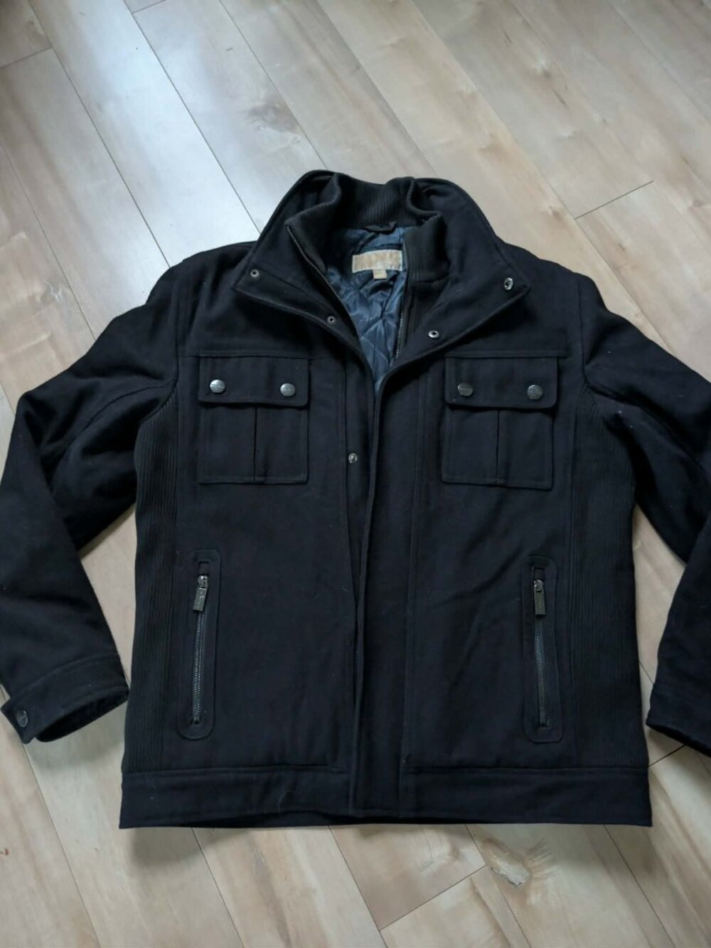 MICHAEL Kors Black Wool Field Jacket Men's M Moto Military Utility Streetwear